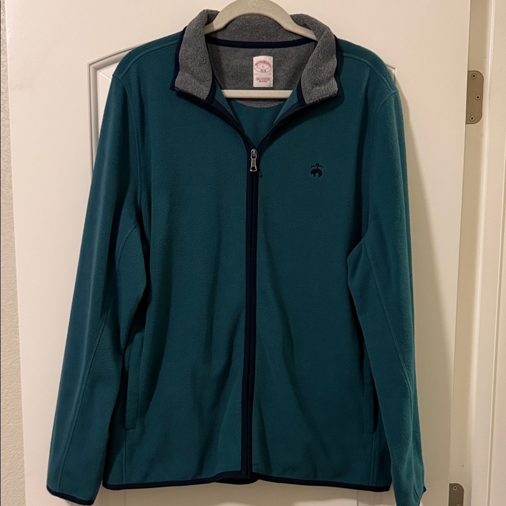 Men’s Brooks Brothers Teal & Gray Fleece Zip-Up Jacket